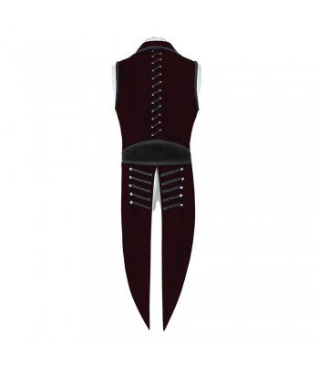 Men Regency Steampunk Tailcoat Deep Burgundy Velvet Goth Waistcoat  (2025)